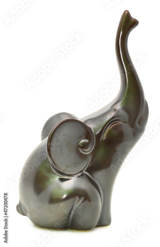 A dark green ceramic figure of elephant self-made