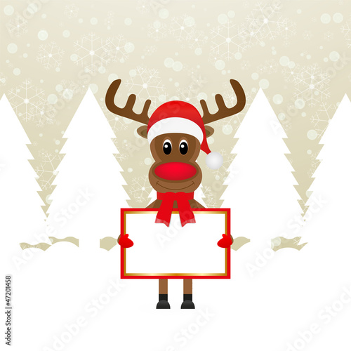 Christmas reindeer with banners in their hands