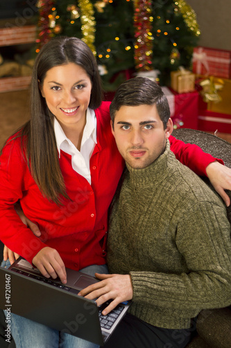 Christmas couple online shopping