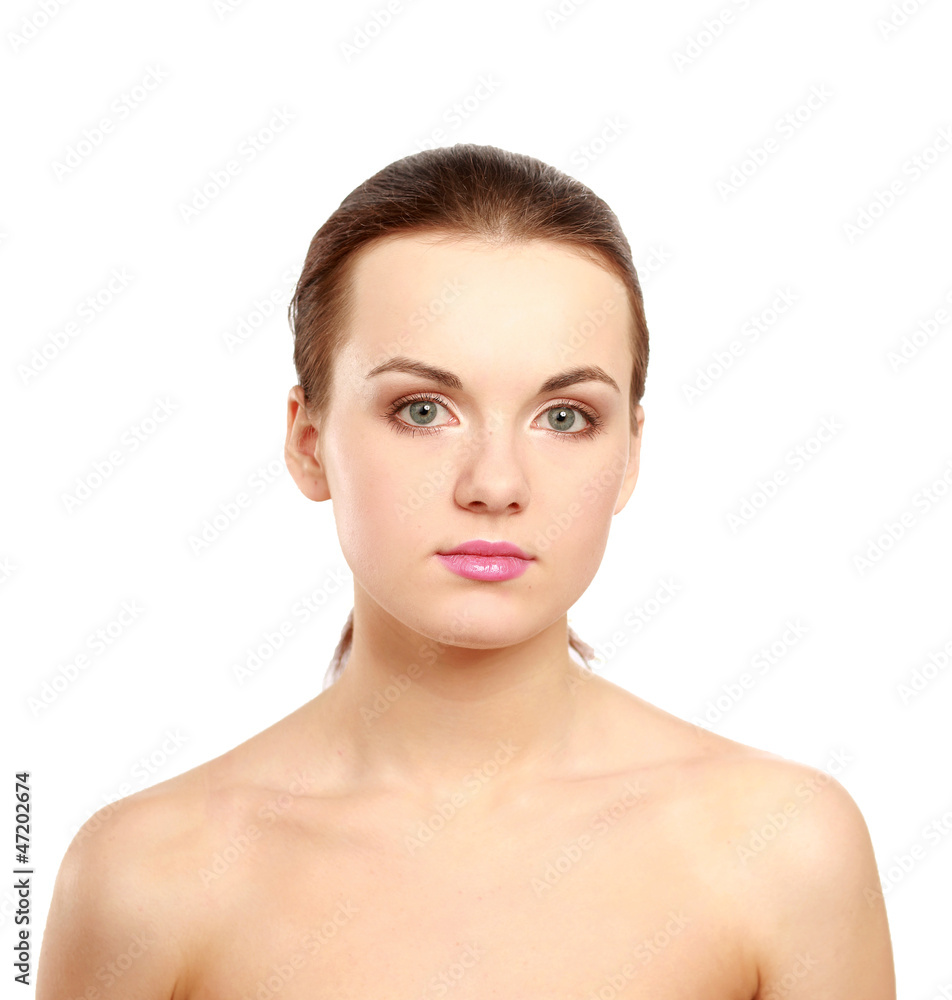 A beautiful woman, portrait isolated on white background A beautiful woman, portrait isolated on white background
