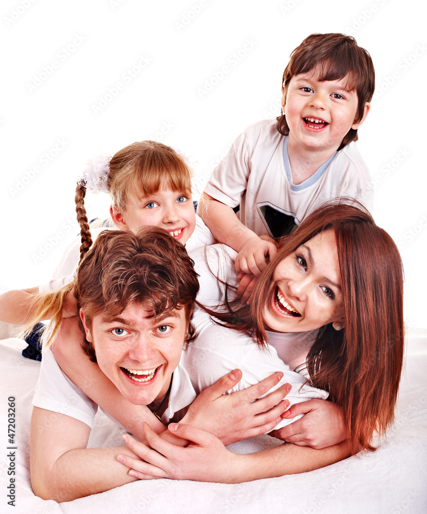 Happy family with children.