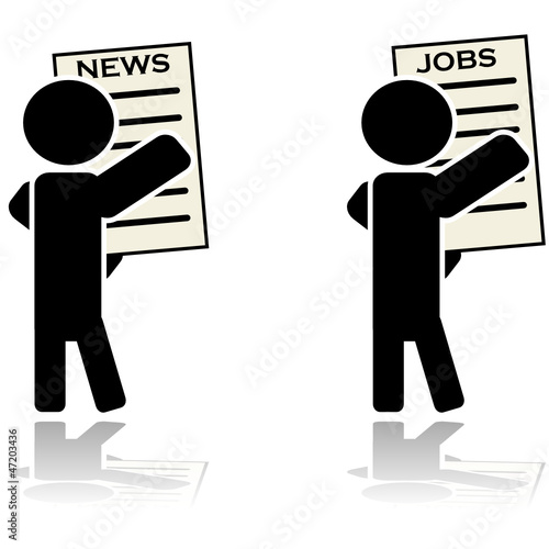 Man reading news and looking for a job