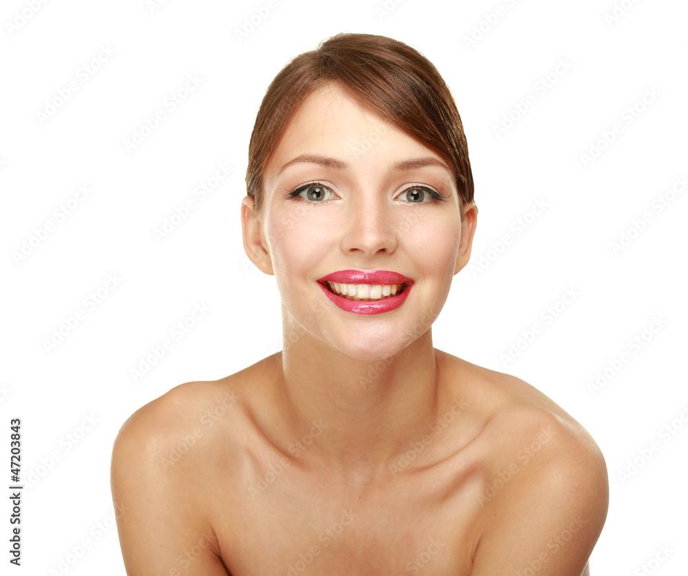 A beautiful woman, portrait isolated on white background A beautiful woman, portrait isolated on white background