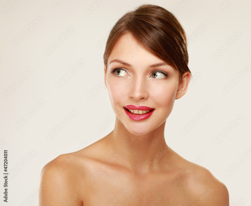 A beautiful woman, portrait isolated on white background A beautiful woman, portrait isolated on white background