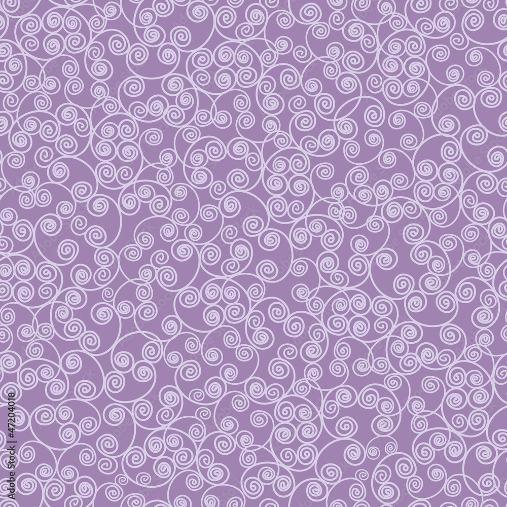Vector abstract purple swirls seamless pattern background with