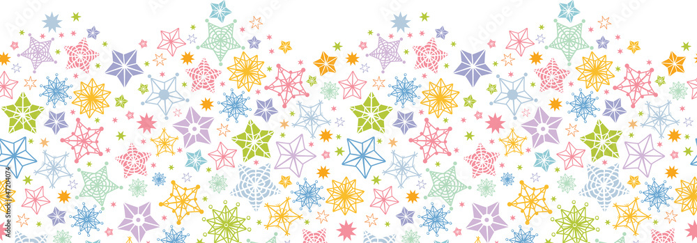 Vector colorful stars horizontal seamless pattern background