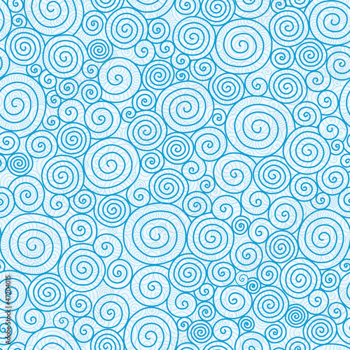 Vector abstract swirls seamless pattern background with hand