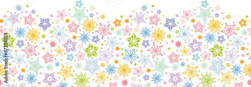 Vector colorful stars horizontal seamless pattern background