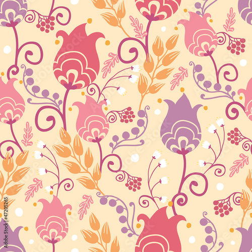 Fototapeta Naklejka Na Ścianę i Meble -  Vector colorful Dutch tulip flowers elegant seamless pattern