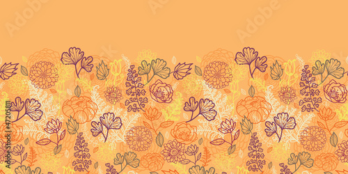 Vector desert flowers and leaves elegant horizontal seamless