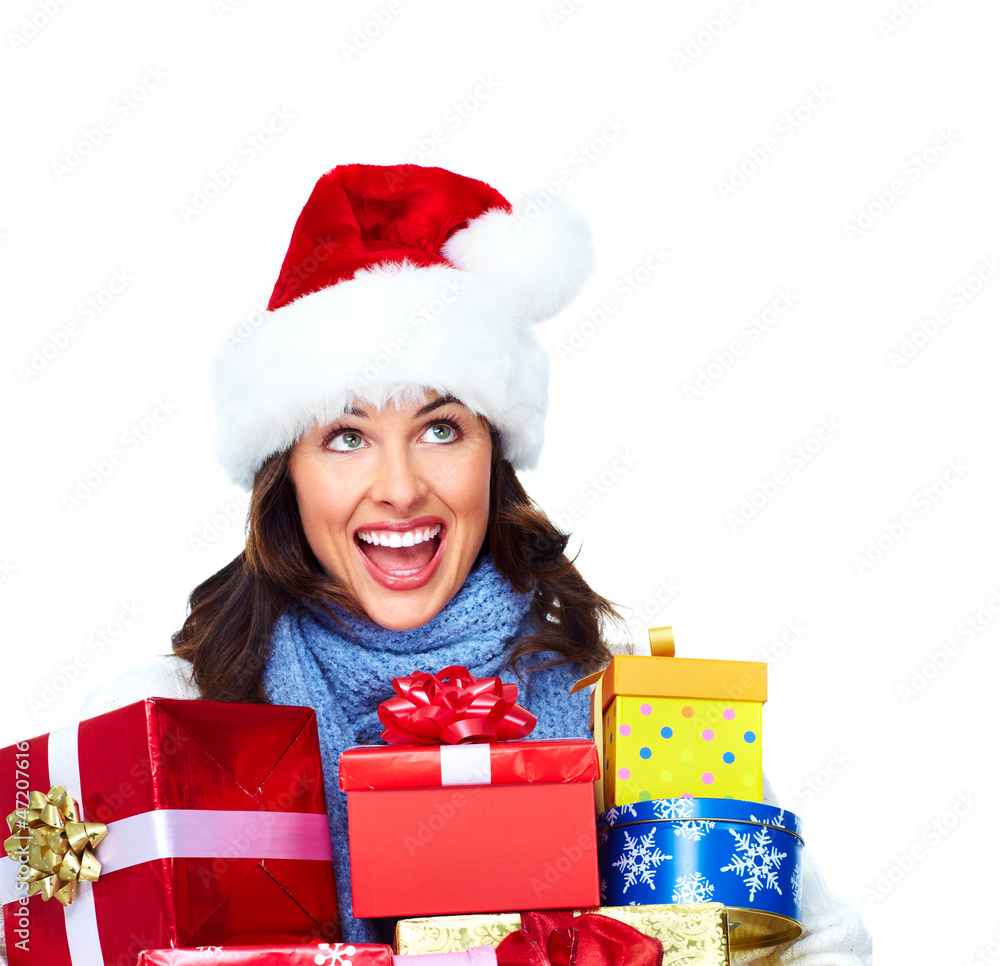 Santa helper Christmas girl with a presents. Santa helper Christmas girl with a presents.
