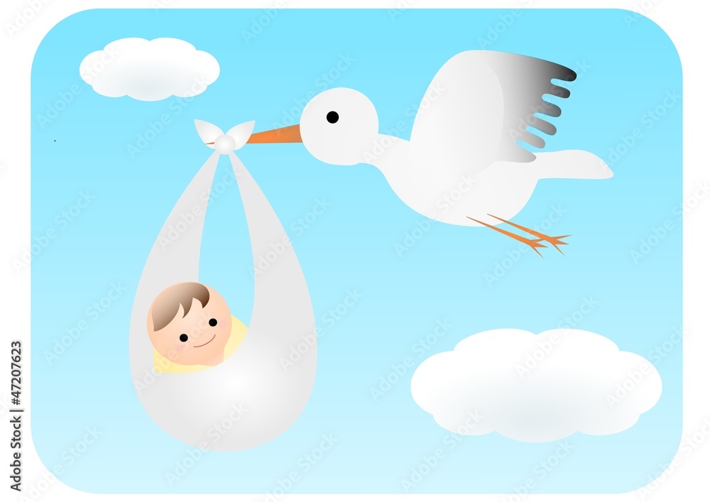 コウノトリと赤ちゃん コウノトリと赤ちゃん