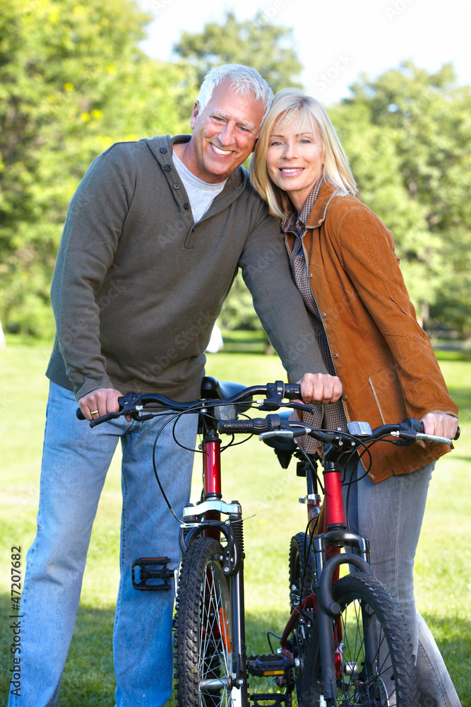 Fototapeta premium Happy senior couple cyclist.