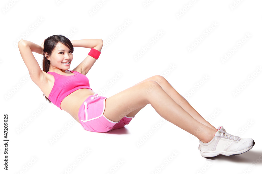 woman doing situps in full length woman doing situps in full length