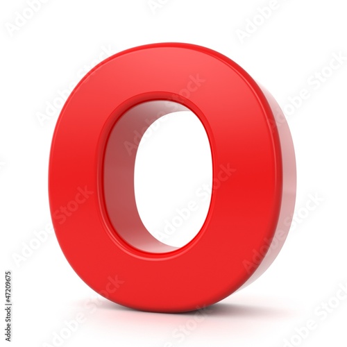 3d shiny red letter collection - O