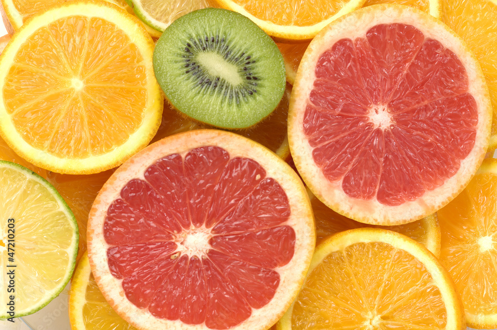 Close up sliced citrus collection Close up sliced citrus collection