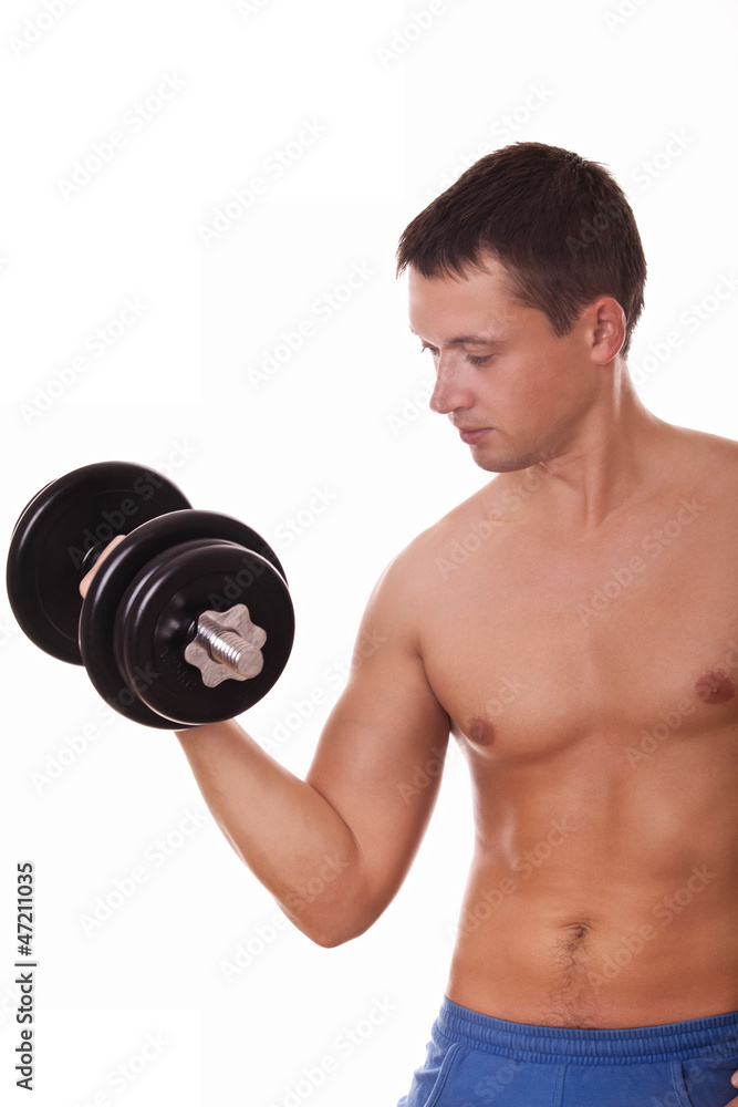 man doing exercise for biceps
