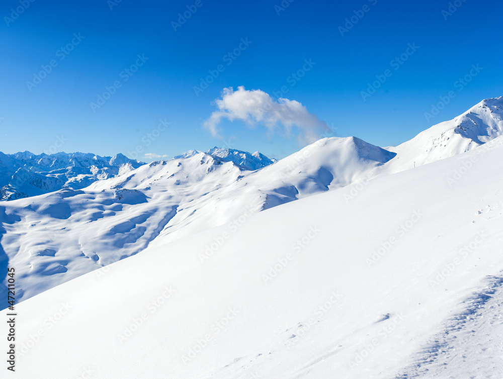 Naklejka premium Alpine mountains under the snow in winter
