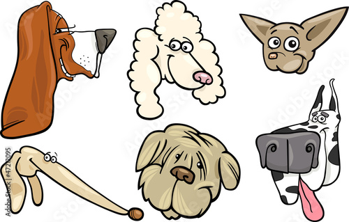 Cartoon dogs heads set