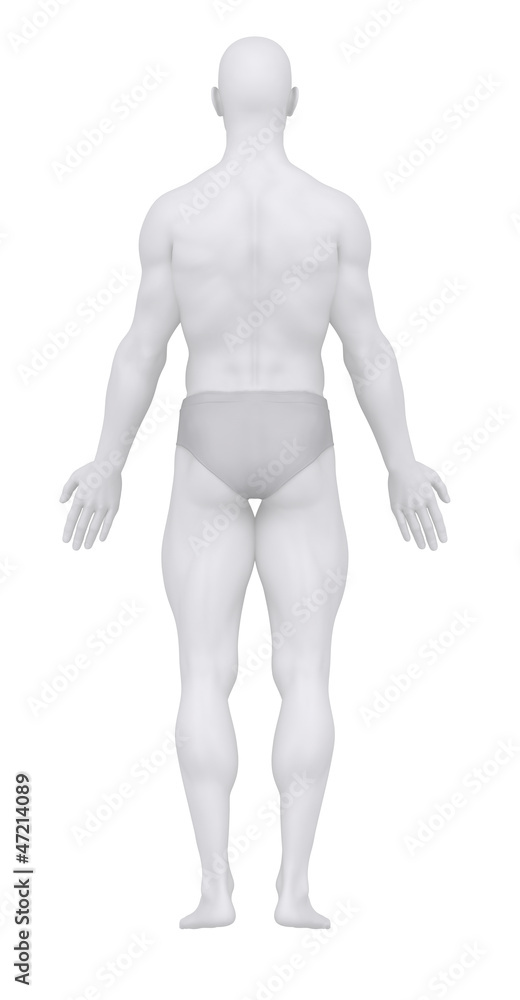 Man in slips in anatomical position with clipping path