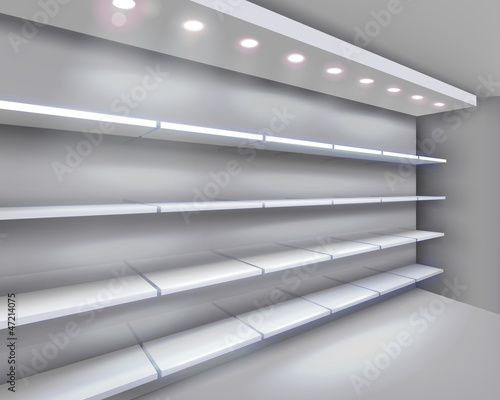 Shelves in shop. Vector illustration.