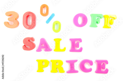 30% off sale price written in fridge magnets