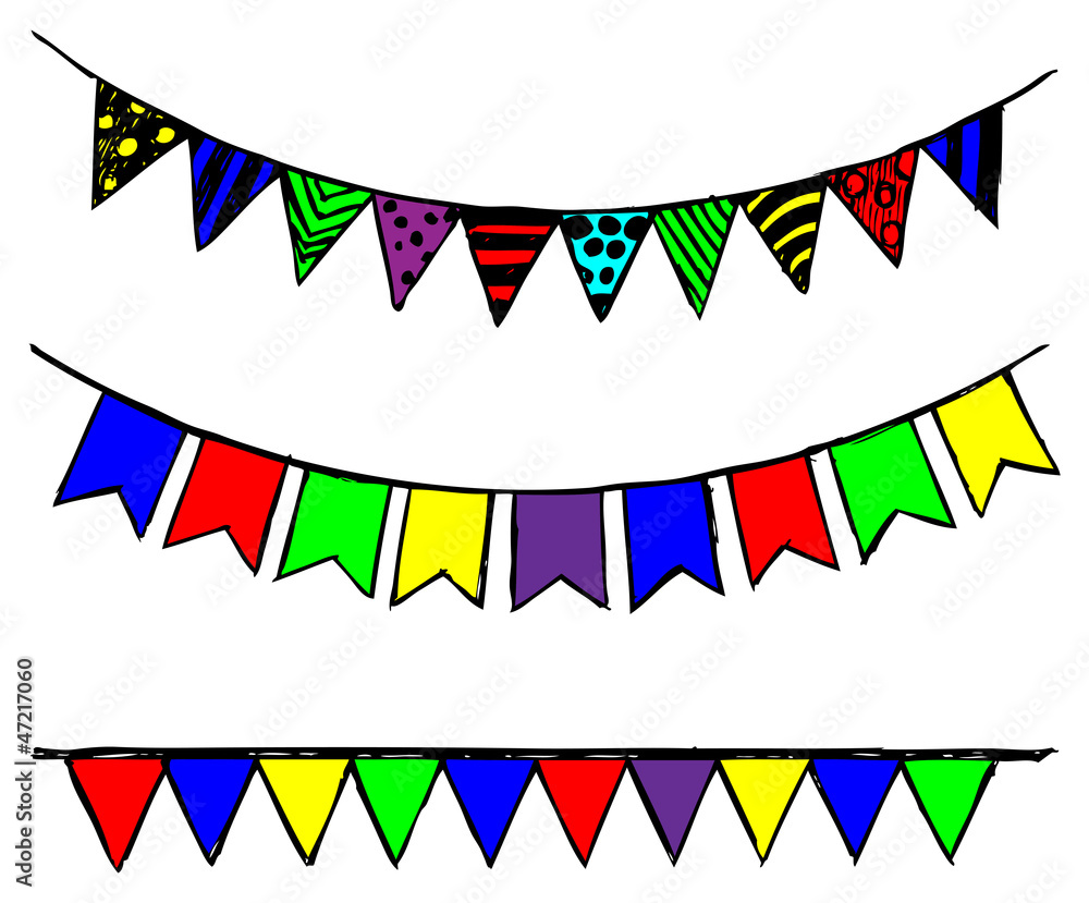 Bunting and garland. Doodle style