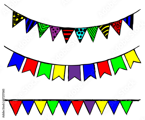 Bunting and garland. Doodle style