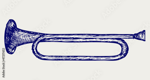 Military trumpet. Doodle style