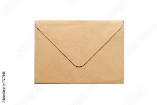 Envelope. Grey and old letter isolated on white
