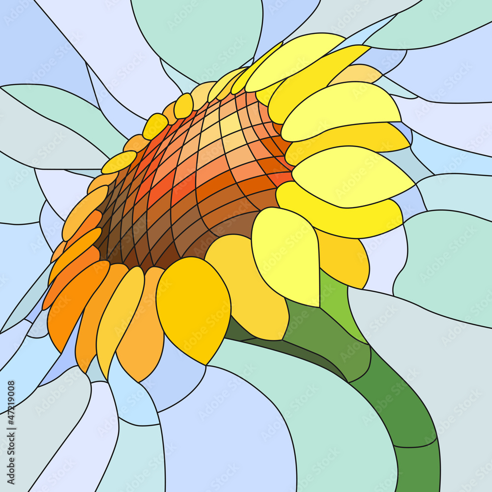 Obraz premium Vector illustration of yellow sunflower.