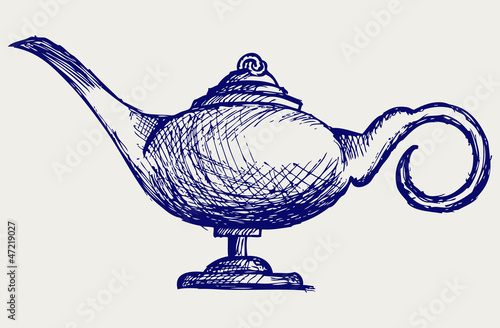 Magic lamp. Doodle style