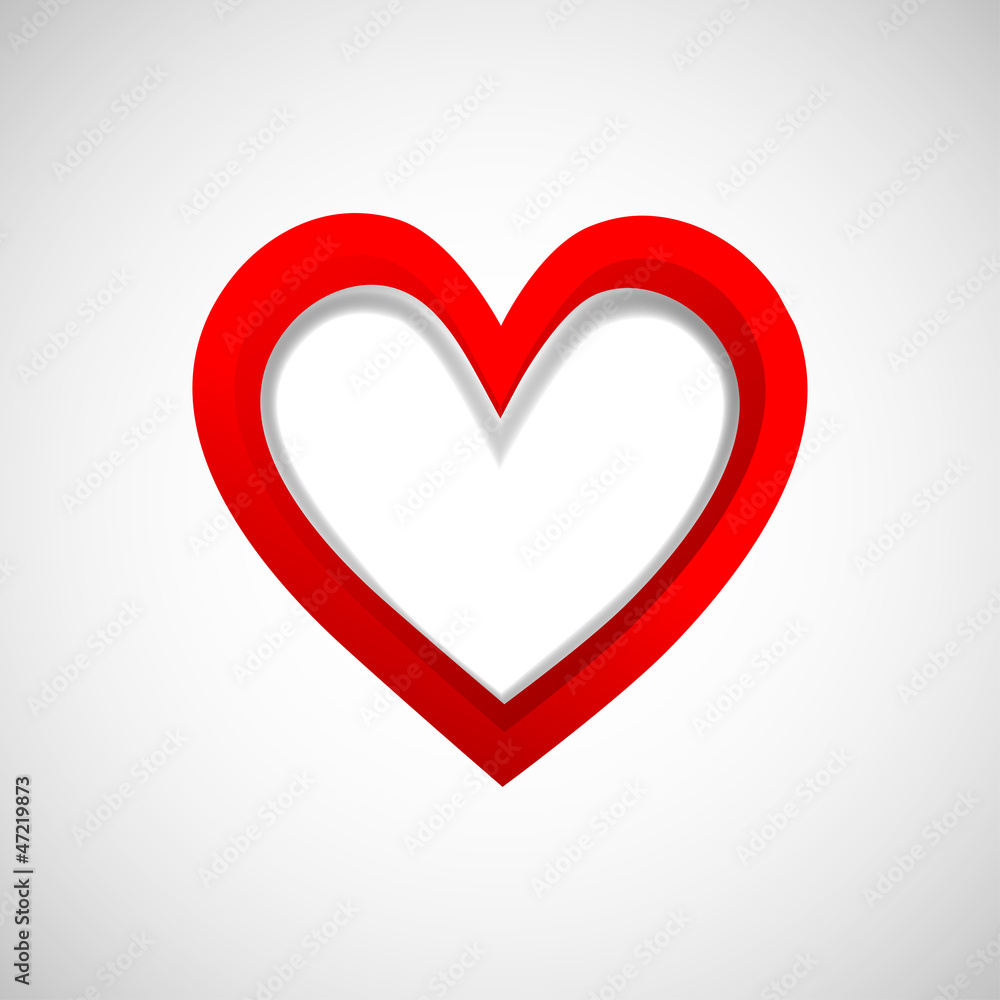 three-dementional banner heart on white background three-dementional banner heart on white background
