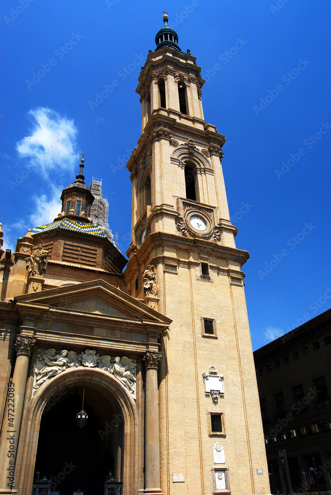 Clocher de la basilique du pilar, Saragosse, Aragon, Espagne