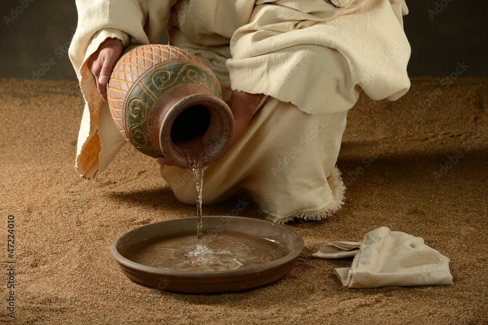 Jesus with a jug of water - obrazy, fototapety, plakaty 