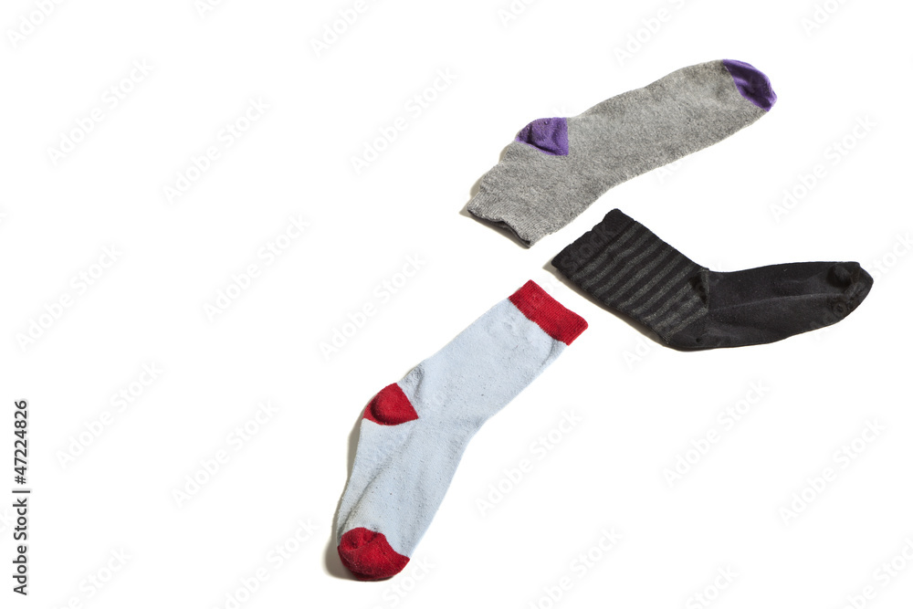 old socks, isolated on white background old socks, isolated on white background