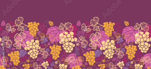 Vector sweet grape vines horizontal seamless pattern background