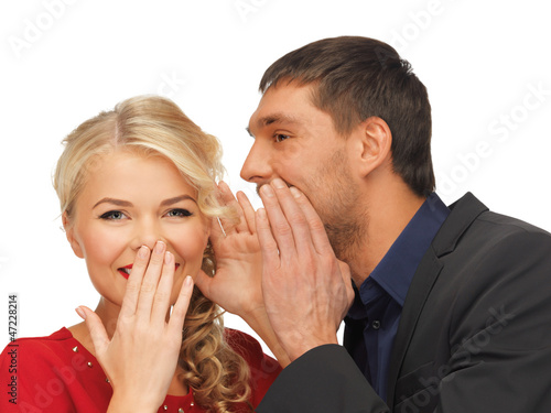 man and woman spreading gossip