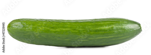 Ripe sweet green cucumber isolated on white background