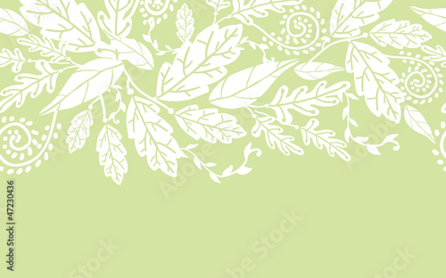 Vector white flowers and leaves elegant horizontal seamless