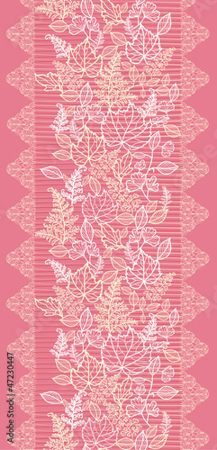 Vector lace leaves elegant vertical seamless pattern ornament