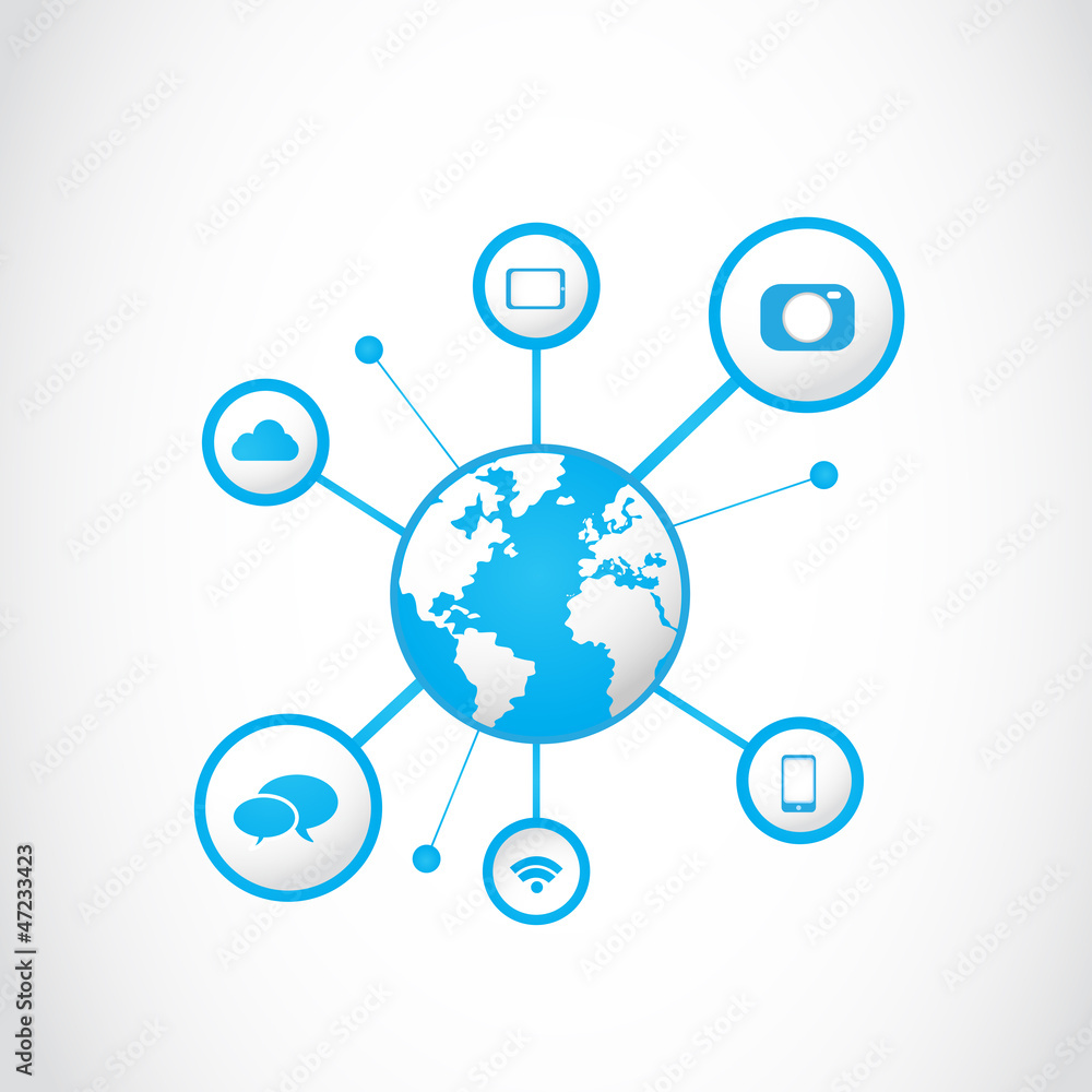 global multimedia technology icons concept global multimedia technology icons concept