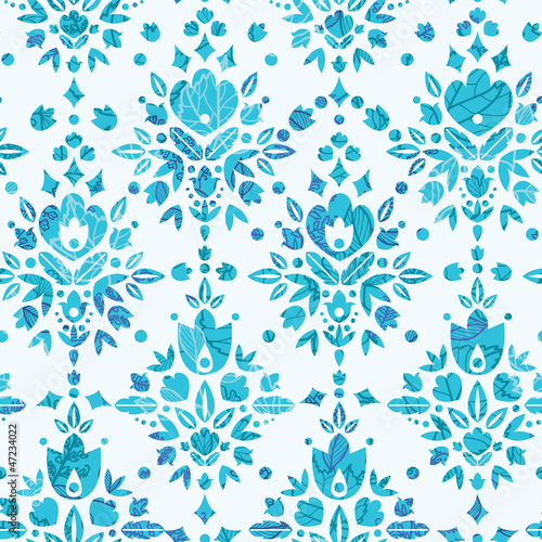 Seamless Pattern Background With Blue Abstract Ornamental damask