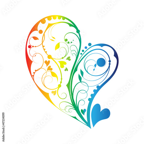 Abstract vector heart with butterflies. Element for design.