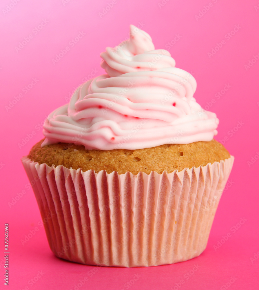 tasty cupcake, on pink background tasty cupcake, on pink background