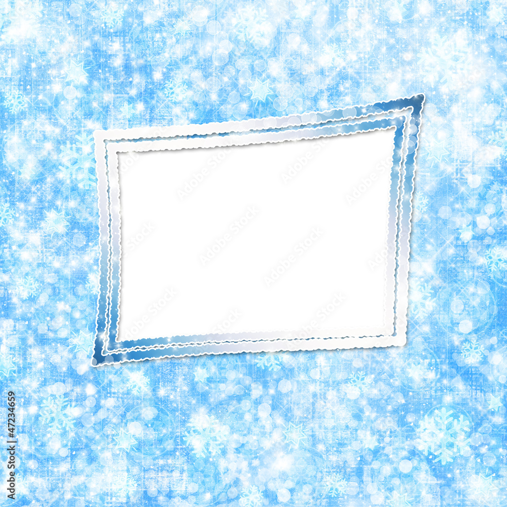 Abstract snowy background with snowflakes, stars and fun confett Abstract snowy background with snowflakes, stars and fun confett