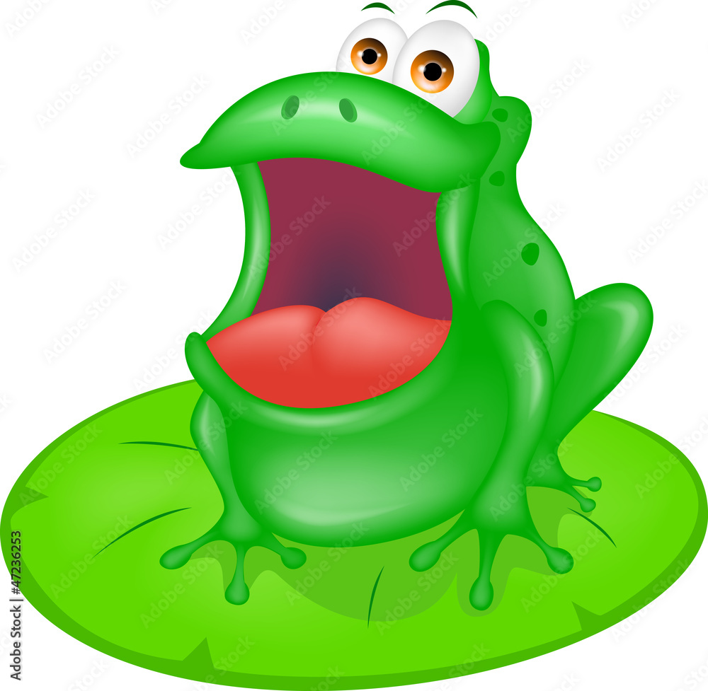 Obraz premium green frog sitting on green leaf