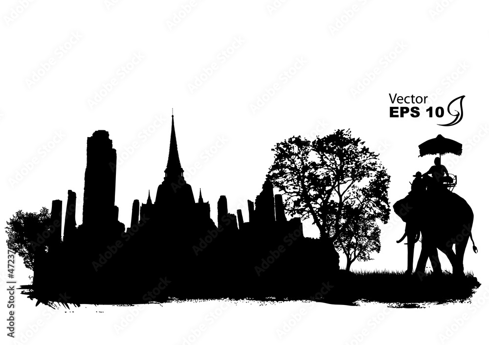 Fototapeta premium vector of elephants in thailand
