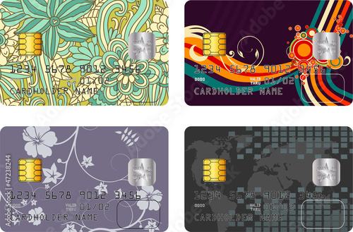 Abstract vector pack with four credit card designs