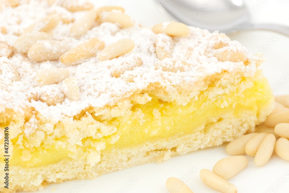 Grandma's cake, with cream and pine nuts Grandma's cake, with cream and pine nuts